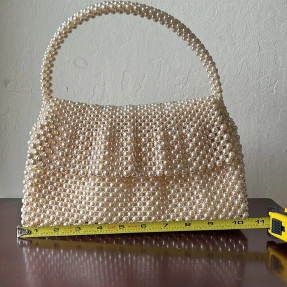 Vintage Wedding Bridal Handmade Pearl Beaded Purse Bag - Picture 8 of 9